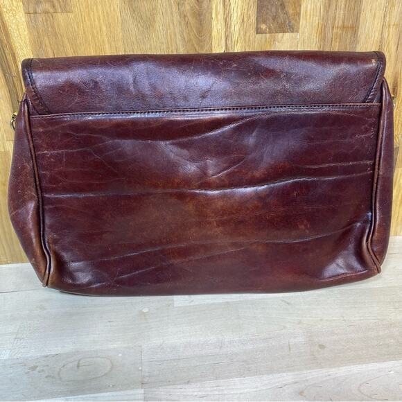 Oroton Vintage Brown Leather Envelop Snap Clutch - Picture 6 of 8